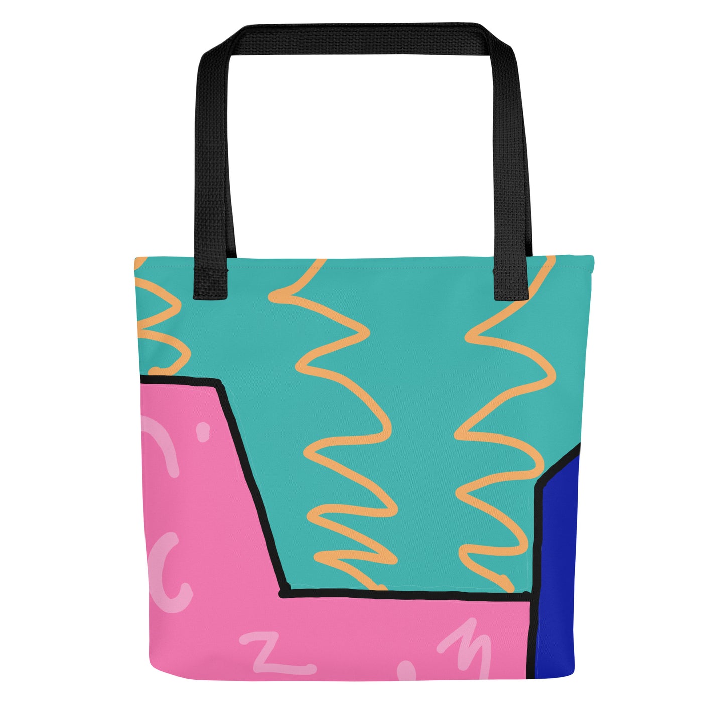 Vibrant 1980s Memphis design aesthetic tote bag featuring High Class Wave artwork by London illustrator VKM Illustrations.