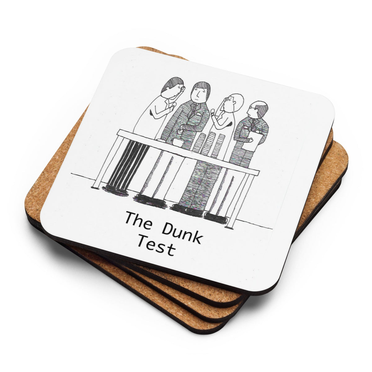High-gloss hardboard cork coaster featuring The Dunk Test retro Peek Freans biscuit factory illustration by London artist VKM Illustrations.